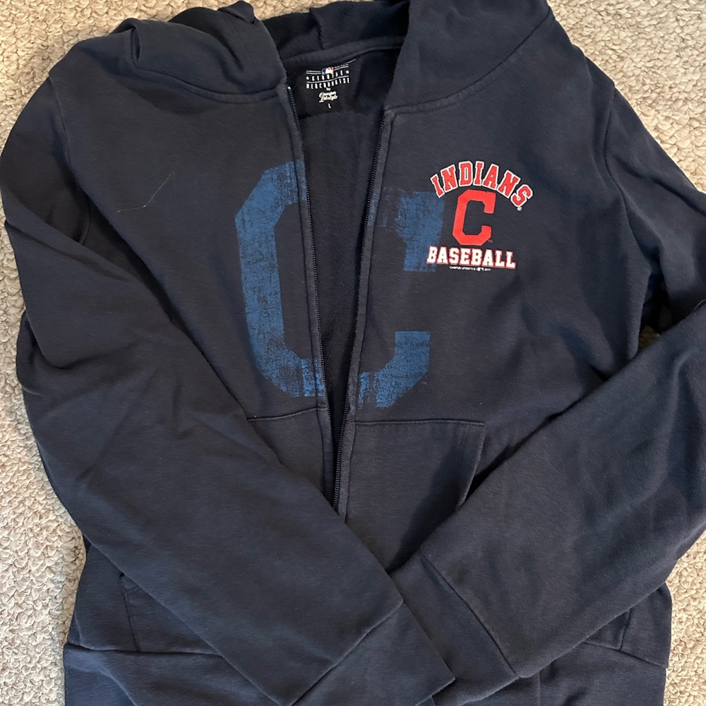 Navy Blue Indians Baseball Hoodie